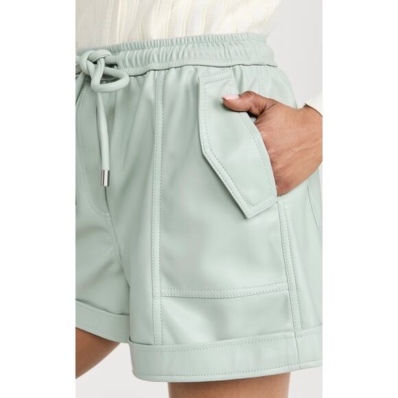 Jonathan Simkhai Doah Vegan Leather Drawstring Shorts in Lichen - Picture 7 of 11